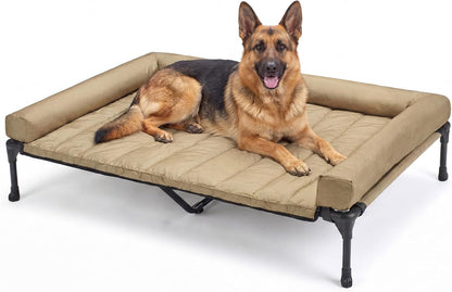 Veehoo Outdoor Elevated Dog Bed with Waterproof Bolster Cushion, Cooling | Raised Dog Bed with Removable & Washable Mat Topper, Breathable Mesh, Dog Couch Cot for Indoor Outdoor, 42", Large, Black14