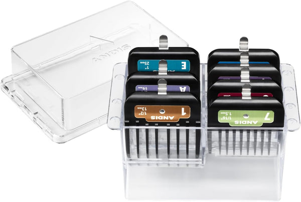 Andis 562014 Premium Clip Animal Comb Set – Built with Plastic, Includes 7 Color Coded Combs of Different Sizes, Metal Clip to Attach Comb - Fits Ultra Edge & Ceramic Edge Blades, Multicolor1