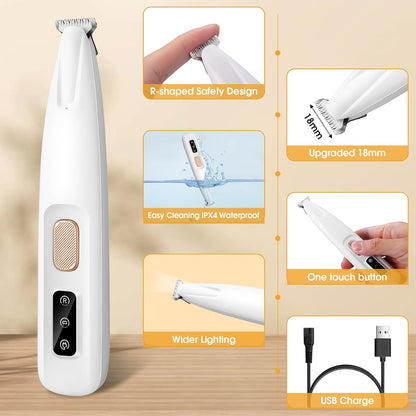 Palksky Dog Paw Trimmer, Upgraded 18Mm-Blade Electric Dog Clippers for Groomming-With Led Display, Waterproof Pet Micro Precisiion Trimmer, Rechargeable Hair Shaver for Paws, Ears, Face, Rump-And Eyes6