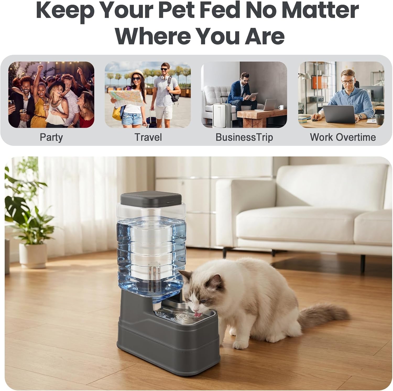 automatic-dog-water-dispenser-gravity-stainless-steel-water-feeder-cat-waterer-feeder-with-wide-mouth-bowl-for-small-medium-dog-puppy-kitten-filter-ice-pack-included-2-2gallon-gray