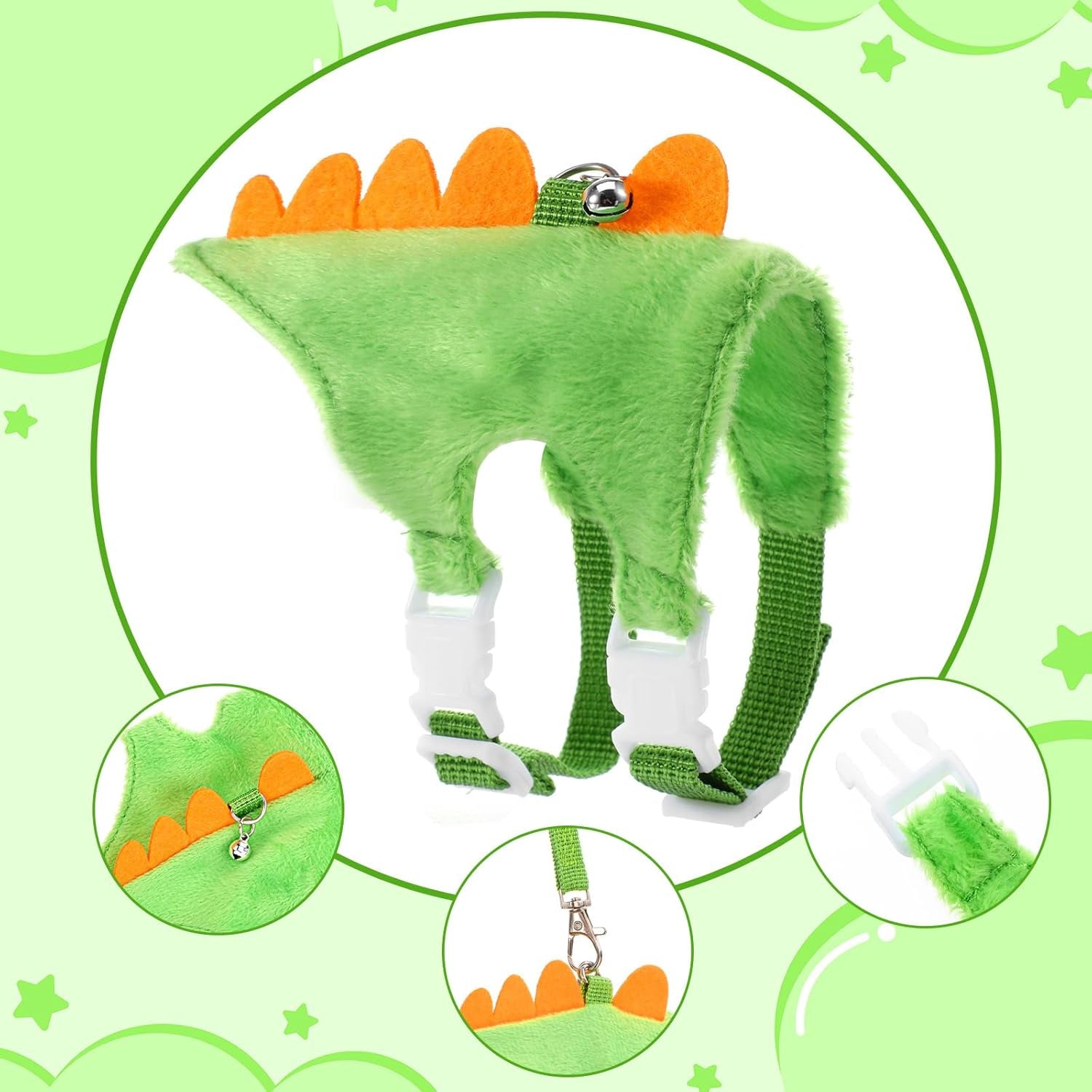 ferret-harness-and-leash-set-small-animals-vest-harness-with-safe-bell-dinosaur-shaped-leash-set-for-baby-rabbit-guinea-pig-teacup-chihuahua-mouse-and-other-small-pet