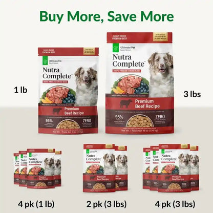 ULTIMATE PET NUTRITION Nutra Complete, 100% Freeze Dried Raw Veterinarian Formulated Dog Food with Antioxidants Prebiotics and Amino Acids (1 Pound, Beef)6