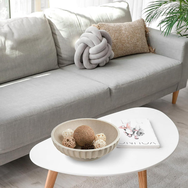 Large Decorative Bowl - Fruit Bowl for Kitchen Counter - Modern Decorative Bowl for Home Decor,Key Bowl for Entryway Table - Artificial Stone Beige2