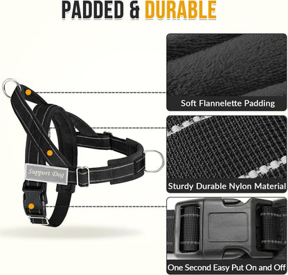 Slowton No Pull Dog Harness - Heavy Duty Dog Harness and Leash Set for Medium Large Dogs, Reflective Tactical Harness with Soft Padded and Front Clip for Easy Walk and Training (Black L)3