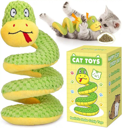 Retro Shaw 11" Realistic Snake Cat Toy – Interactive Kicker Toy for Indoor Cats with Silvervine & Catnip, Crinkle Sound, Spring-Loaded Design, Bite-Resistant Plush for Kitten Teething & Boredom Relief1