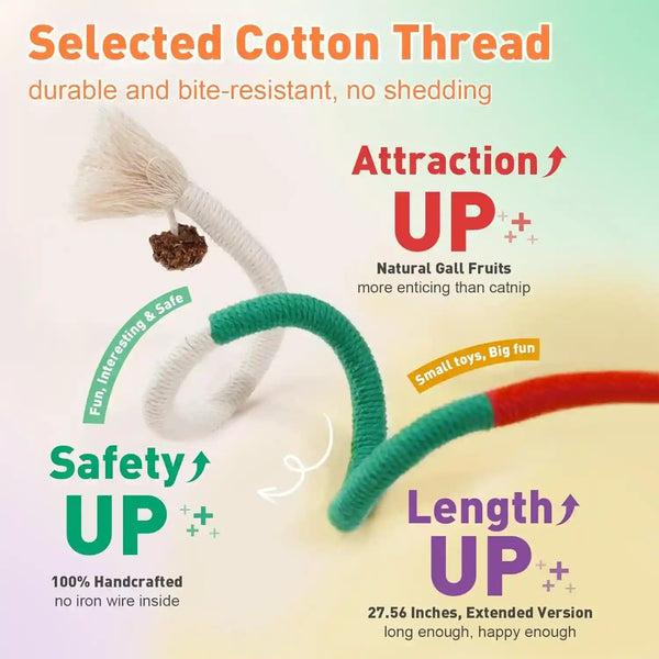 TEAWOO Cat Toys Chew Ropes 3Pcs with Natural Catnip, Safe Teeth Cleaning Toy for Indoor Kittens, Interactive Cat Kitty Toys for All Breeds (27.56 Inches, 3 Bags of Catnip Included)3