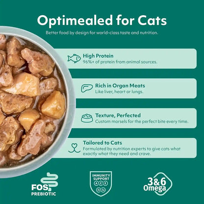 Optimeal Wet Cat Food Variety Pack - Savory Protein Selection, Grain Free Tender Morsels, High Protein Premium Nutrition Made with Natural European Ingredients, Adult Cat Pouches 3Oz (Pack of 12)3