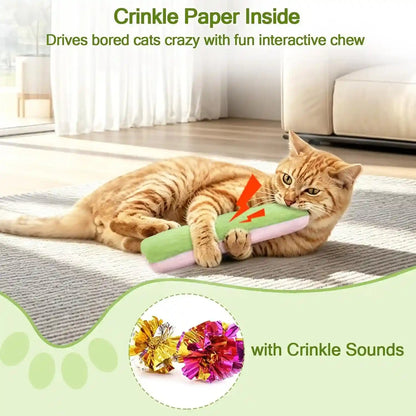 Retro Shaw Refillable Catnip Cat Kicker Toys Pillows, 10.1 Inches | Crinkle Sound, Safe and Durable, for Indoor Cats, Soft Plush, Boredom Relief, Interactive Fun5
