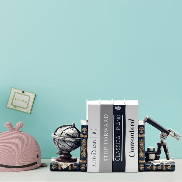 Vintage Decorative Bookends, Armillary Sphere & Space Telescope | Unique Bookends for Home Office Schools5