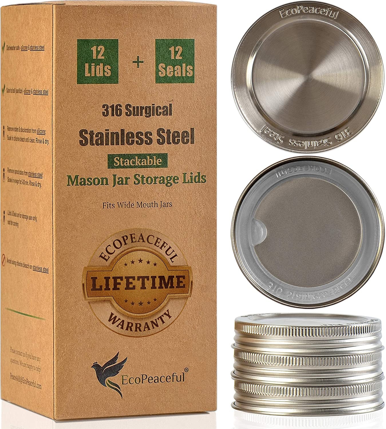 316-surgical-stainless-steel-mason-jar-lids-wide-mouth-original-design-stackable-w-pull-tab-silicone-ring-seal-rust-proof-airtight-leak-proof-bpa-free-pvc-free-not-for-canning