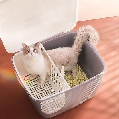Dog Potty Training Toilet ﻿ Cat Litter Tray with Corridor Semi Enclosed Box Large Creative Household Outdoor Pet Toilet Supplies Gray7