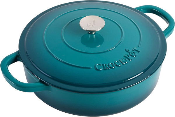 Artisan Oval Enameled Cast Iron Dutch Oven and Braiser Bundle, 7-Quart and 5-Quart, Teal Ombre5