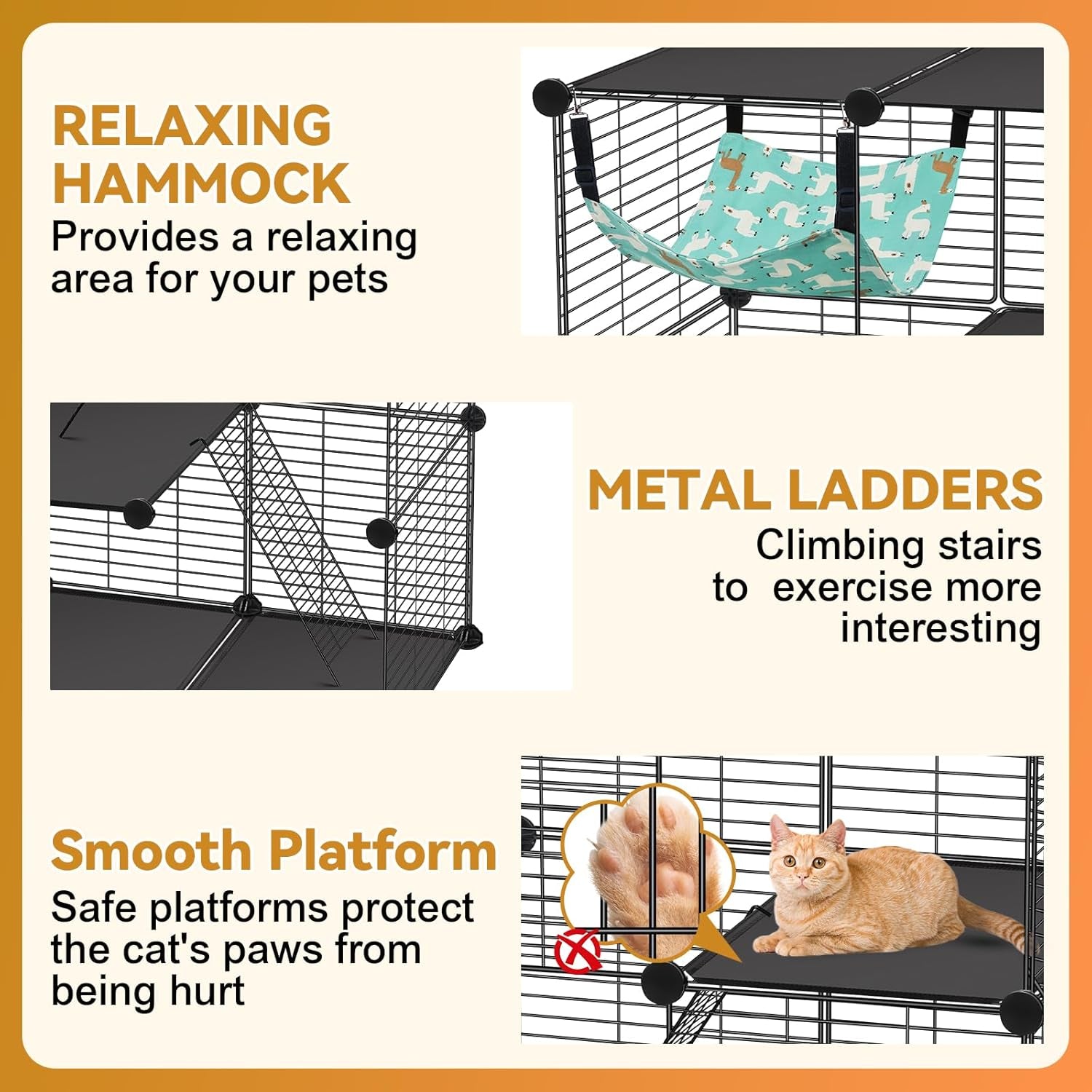 viscoo-cat-cagefor-kitten-3-tier-diy-catio-cat-enclosures-24x16x-36-cat-playpen-indoor-outdoor-with-hammock-detachable-metal-wire-cats-crate-exercise-place-for-squirrel-ferret