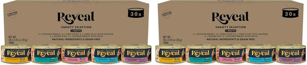 Reveal Fish Variety in Broth Wet Cat Food, 5-Flavor 30-Pack 2.47 Oz Cans | 100% Natural, High Quality Protein, Limited Ingredient, Grain Free, No Fillers, No Artificial Additives, No By-Products14