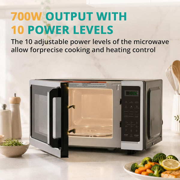 0.7 Cu.Ft Countertop Microwave Oven, 700W 120V Digital Microwave with LED Display, Child Lock, 10 Power Levels & 6 Auto Cooking Menus, Easy to Use for Kitchen, Dorm, Apartment4