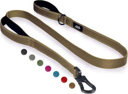 Twoear 6FT 1IN Strong Blue Dog Leash with 2 Padded Handles, Traffic Handle Extra Control, Comfortable Soft Dual Handle, Auto Lock Hook, Reflective Walking Lead for Small Medium and Large Dogs10