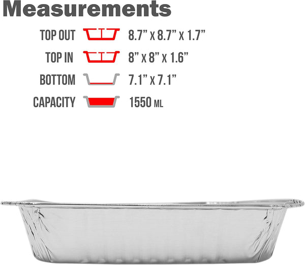 (35 Pack) 8” X 8” Square Baking Cake Pans with Plastic Dome Lids | Heavy Duty L Disposable Aluminum Foil Tins L Portable Food Containers L Perfect for Roasting Oven Toaster Cooking3