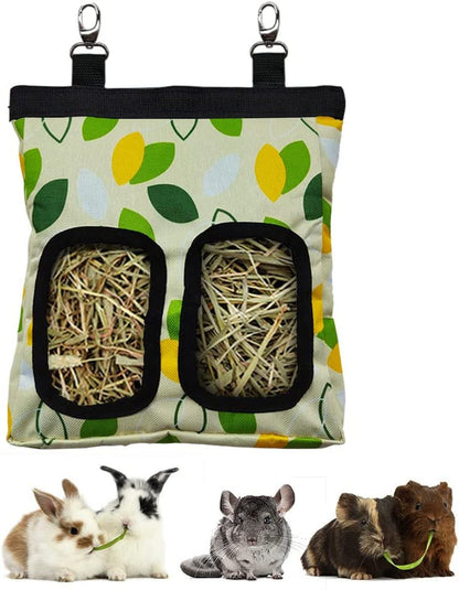RIOUSSI Guinea Pig Hay Feeder, Hanging Rabbit Hay Feeder Bag. Blueflower | Upgraded Double Layer Fabric | Bite Resistant | Cleaner Hay & Less Mess | Small Animal Hay Holder for Bunnies & Chinchillas20