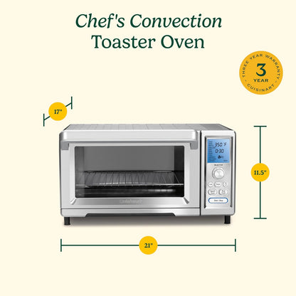 Convection Toaster Oven, 15-Function, 1800W, Stainless Steel | Stainless Steel Toaster Oven with Exact Heat Technology, Nonstick Interior Fits 13" Pizza & Full-Size Chicken, TOB-260N18
