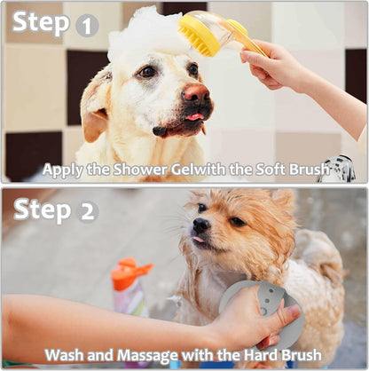 (6 Pcs) ELEGX Pet Grooming Bath Massage Brush with Soap and Shampoo Dispenser Soft Silicone Bristle for Long Short Haired Dogs Cats Shower5