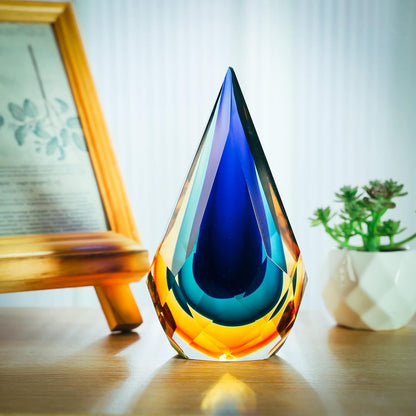 Hand-Blown Glass Sculpture Glass Decor Murano-Style Glass Statue and Figurine Wonderful Gift, Blue and Green Color4