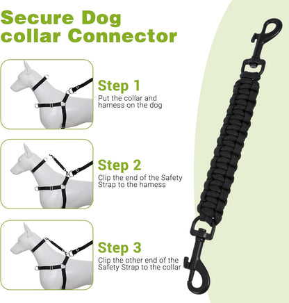 Yuanchu Safety Clip for Dog Collar, Double Ended Dog Collar Safety Clip | Backup Safety Strap with Dual Clasps, Leash Connector for Prong Collar, Harness Vests Walking Running Training6