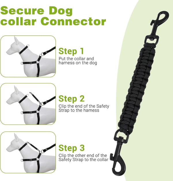 Yuanchu Safety Clip for Dog Collar, Double Ended Dog Collar Safety Clip | Backup Safety Strap with Dual Clasps, Leash Connector for Prong Collar, Harness Vests Walking Running Training6