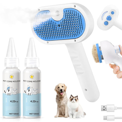Pet Steam Brush for Dogs & Cats, 3-In-1 Shedding Grooming Tool | Self Cleaning Spray Comb with Mist, Dog Brush for Shedding, Cat Brush for Hair Removal, Long Haired Pets, Waterless Shampoo14