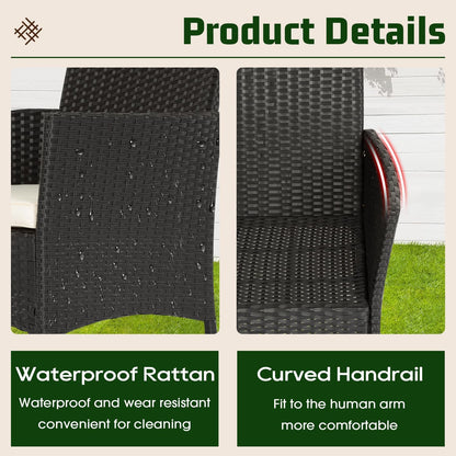 4-Piece Patio Furniture Set | Black | Outdoor Wicker Furniture | with Coffee Table | Modern Rattan Chairs Conversation Set | Outdoor Seating | Weather-Resistant | for Porch, Garden, Lawn3