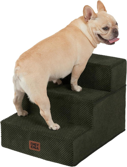 EHEYCIGA Dog Stairs for Bed 18" H, Dog 4-Steps for High Bed, Olive Green | Pet Steps for Small Dogs and Cats, Non-Slip Balanced Pet Ramp Indoor59