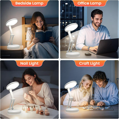Rechargeable Table Lamp, 3600Mah Battery Operated Lamp Dorm Lamp | Cordless Lamp,10 Brightness,Portable,Small Size,Foldable,6-288H Endurance,Touch Control, Reading,Travel,Office,Nail,Emergency6