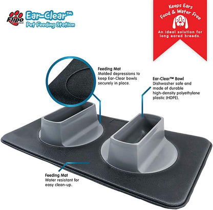 Ear Clear Dog Bowl and Mat Set, No Spill Food and Water Bowls with Mat, Perfect Feeding Tray Set for Long Eared Dog or Breeds, No Mess Dog Bowl 36 Oz Feeder Bowl Set, Hounds, Cocker Spaniels, Setters2