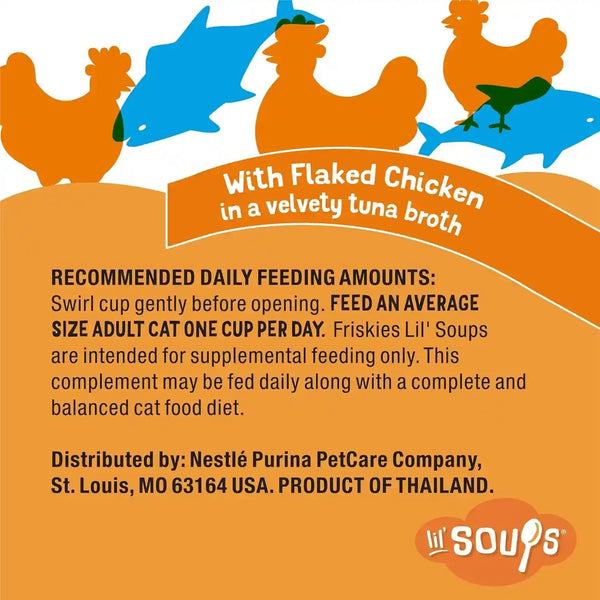 Purina Friskies Natural, Grain Free Wet Cat Food Lickable Cat Treats, Lil' Soups Flaked Chicken - (Pack of 8) 1.2 Oz. Tubs7