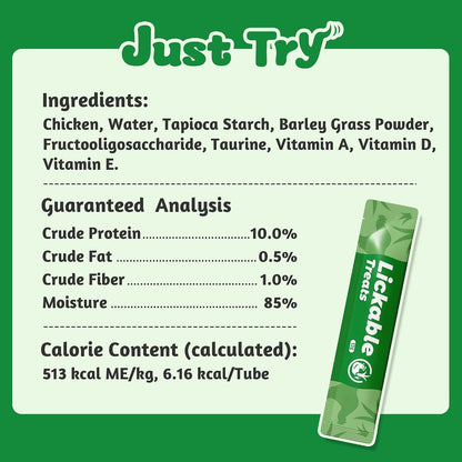 Just Try Lickable Cat Treats, Healthy Cat Grass Treats | 20 Tubes Soft Creamy Hairball Control Relief Functional with Taurine & Vitamin E for Cats4