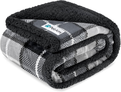 Petami Waterproof Dog Blanket for Couch, Extra Large 80X60, Pee Proof Sherpa Fleece Reversible Pet Throw, Furniture Protector for Bed Sofa Crate Kennel, Soft Washable Cover for Dog Cat, Grey Sherpa19