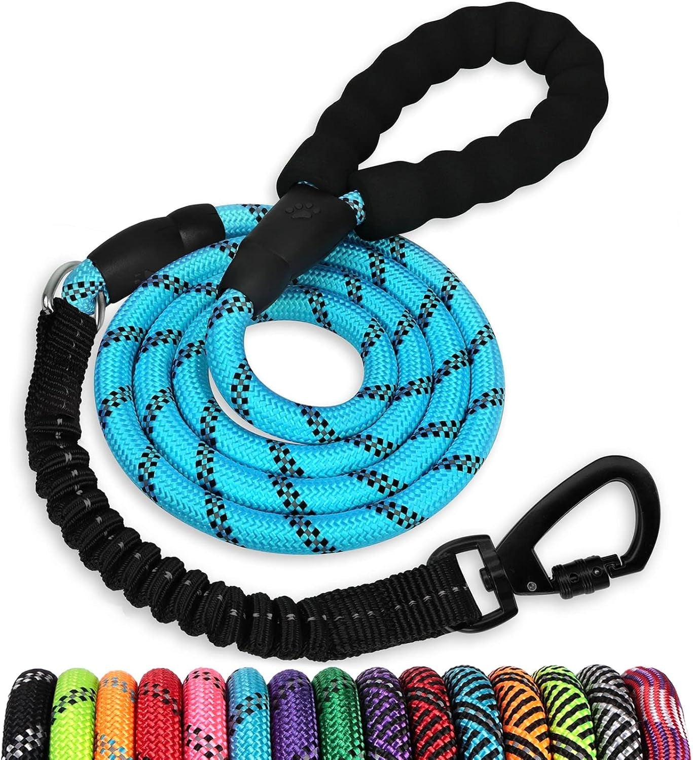 long-dog-leash-15-ft-heavy-duty-rope-leashes-for-dogs-training-with-swivel-lockable-hook-reflective-threads-bungee-and-padded-handle-dog-lead-for-large-small-medium-dogs-outside-walking-hiking
