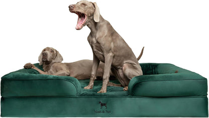 NOAH & PAW Large Dog Bed, 35X25X11 Inch, Orthopedic Dog Beds, Eggshell Memory Foam Infused with Cooling Gel, Inner Cover, Water Resistant, Machine Washable (Faux Leather)42