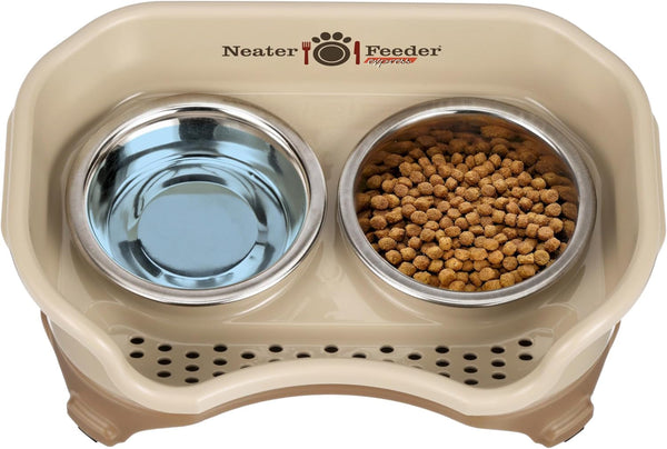 Neater Feeder Express Mess Proof Dog Bowls Elevated for Small Breeds under 15 Lb, Made in USA, No Spill Raised Dog Food Bowl Stand, Stainless Steel Food and Water Bowl Set, Feeding Station, Cappuccino9