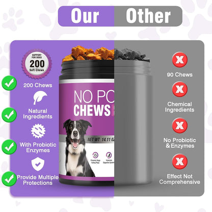 200 Chews No Poo Chews-No Poop Eating Deterrent for Dog-Coprophagia Deterrent for Dogs-Prevent Stop Dogs from Eating Poop Supplement with Digestive Enzymes&Probiotics-Breath Freshener-Chicken4