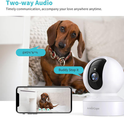Pet Camera, 2K HD Dog Camera with Phone APP, 360° Pan/Tilt View Puppy Cam, One Click Call for Baby Monitor, Magivpix Night Vision,Motion Tracking Alarm with Cloud/Local Sd,Home Indoor Security Cam2