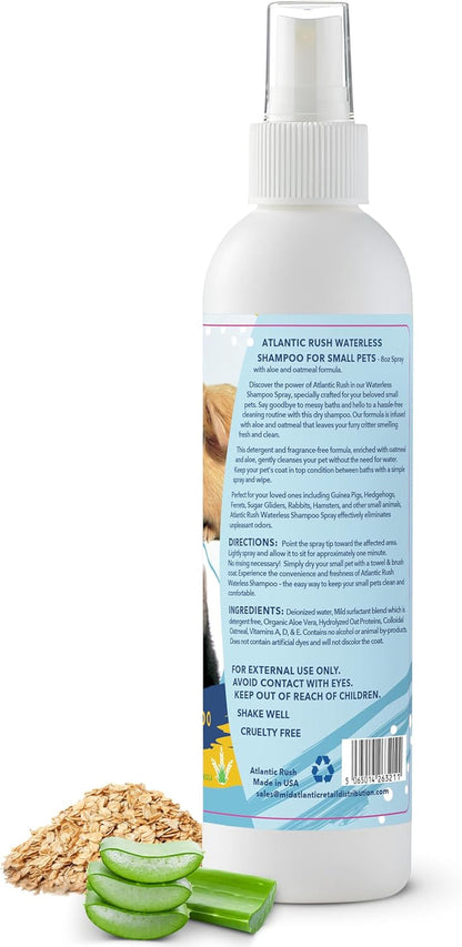 Waterless Shampoo for Small Critters - 8Oz Cruelty Free Dry Shampoo - No Rinse for Pet Ferrets, Guinea Pigs, Hedgehogs, Sugar Gliders, Rabbits & Hamsters (8 Oz, Fragrance Free)2