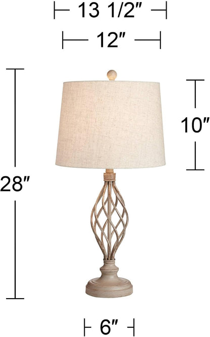 Annie 28" Bronze Brown Tall Table Lamps Set of 2 Sand Iron Scroll Modern | Weathered Industrial Bedroom Living Room House Home Bedside Nightstand Office Entryway Family Cream Tapered Drum5