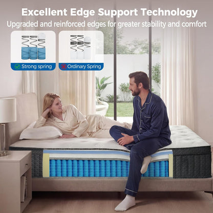 Queen Mattress, 12 Inch Queen Hybrid Mattress in a Box, Medium Firm with Upgraded Pocket Springs for Superior Motion Isolation, Strong Edge Support & Breathable Comfort5