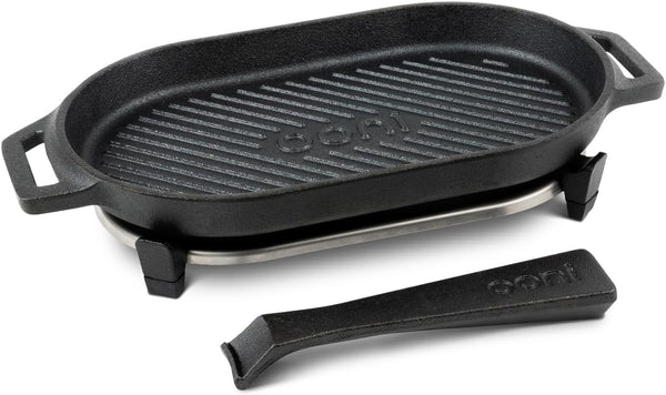 Ooni Cast Iron Grizzler Pan - Grill Frying Pan, 12" X 6" Griddle Plate with Removable Handle and Stainless Steel Trivet, Pre-Seasoned Non-Stick Oven Safe Cookware, Pizza Oven and BBQ Accessories2