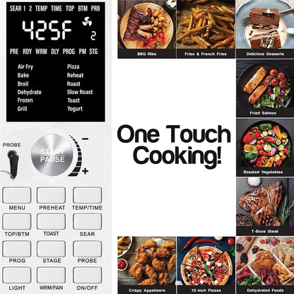 Bravo XL Air Fryer Convection Oven, 112-In-1 Smart Grill Combo | Original Grill Flavors & Marks, Adjustable Heating Zones for Toast, Pizza, Roast, Bake, 50-500°F, Stainless Steel, 30QT2