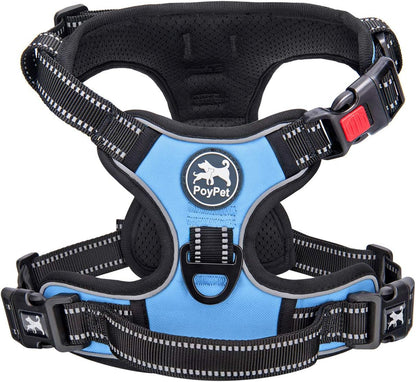 Poypet No Pull Dog Harness, No Choke Front Lead Dog Reflective Harness, Adjustable Soft Padded Pet Vest with Easy Control Handle for Small to Large Dogs(Pink, Medium)23