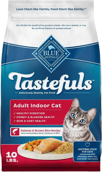 Blue Buffalo Tastefuls Chicken & Brown Rice Recipe Dry Indoor Cat Food for Adult Cats, Real Chicken First, Deliciously Healthy Natural Cat Food, Supports Digestive Care and Coat Health, 3 Lbs.17