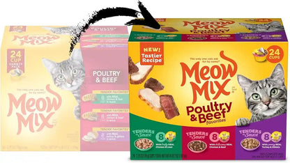 Meow Mix Poultry & Beef Favorites, Wet Food Variety Pack, 24 Cups2