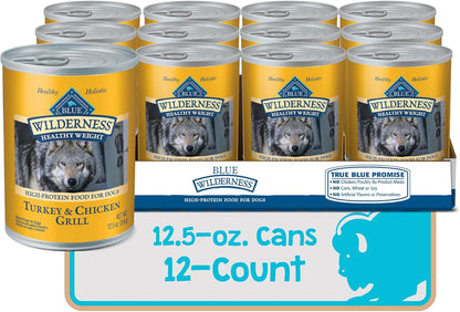 Blue Buffalo Wilderness Adult Wet Dog Food, Healthy Weight, High-Protein and Grain-Free, Turkey & Chicken Recipe, 12.5-Oz. Can2