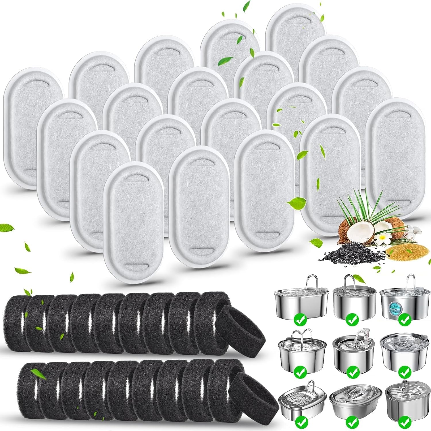 40-pack-cat-water-fountain-filters-cat-fountain-replacement-filters-for-stainless-steel-108-3-2l-67oz-2l-adjustable-water-flow-pet-water-fountain20-pack-pet-water-filter-refills-20-pack-sponges